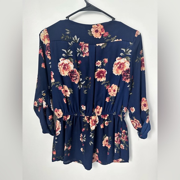 Floral Longsleeve Peplum Top - Picture 2 of 5